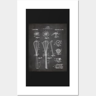 Whisk Patent - Baking Art - Black Chalkboard Posters and Art